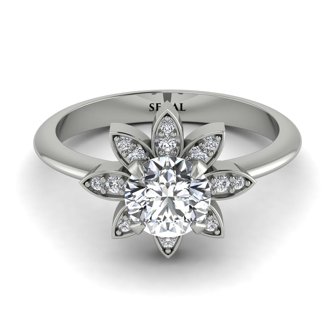 Round Diamond Flower Ring - Michelle No. 3
