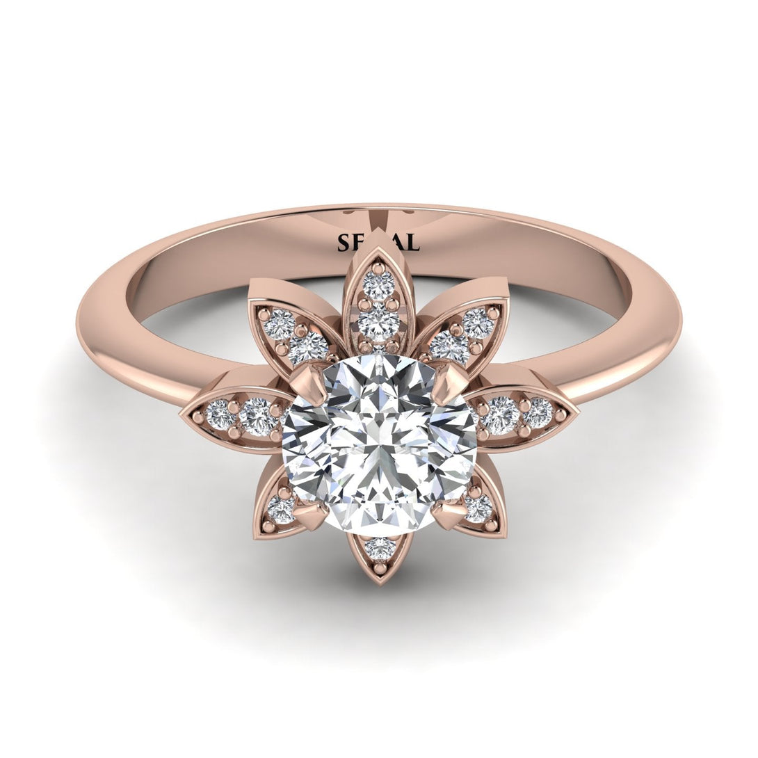 Round Diamond Flower Ring - Michelle No. 2