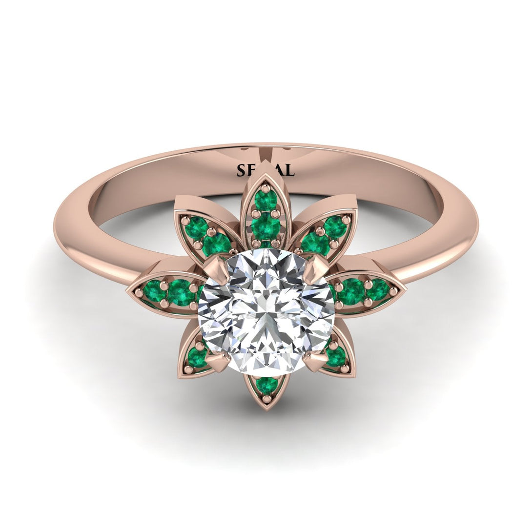 Round Diamond Flower Ring - Michelle No. 17