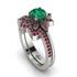 Round Emerald Flower Bridal Set - Michelle No. 51