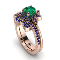 Round Emerald Flower Bridal Set - Michelle No. 65 image 1
