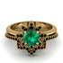 Round Emerald Flower Bridal Set - Michelle No. 34