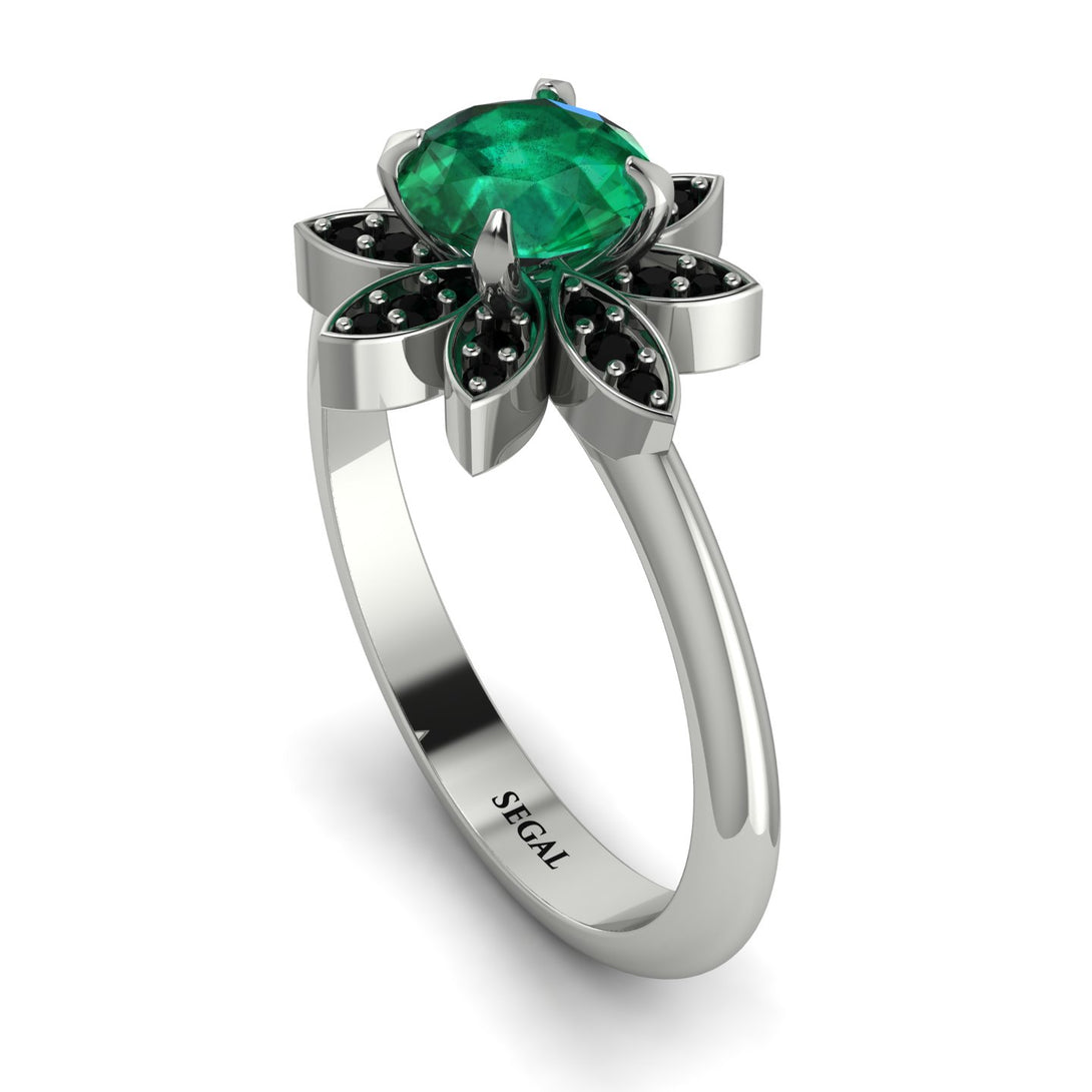 Round Emerald Flower Ring - Michelle No. 36