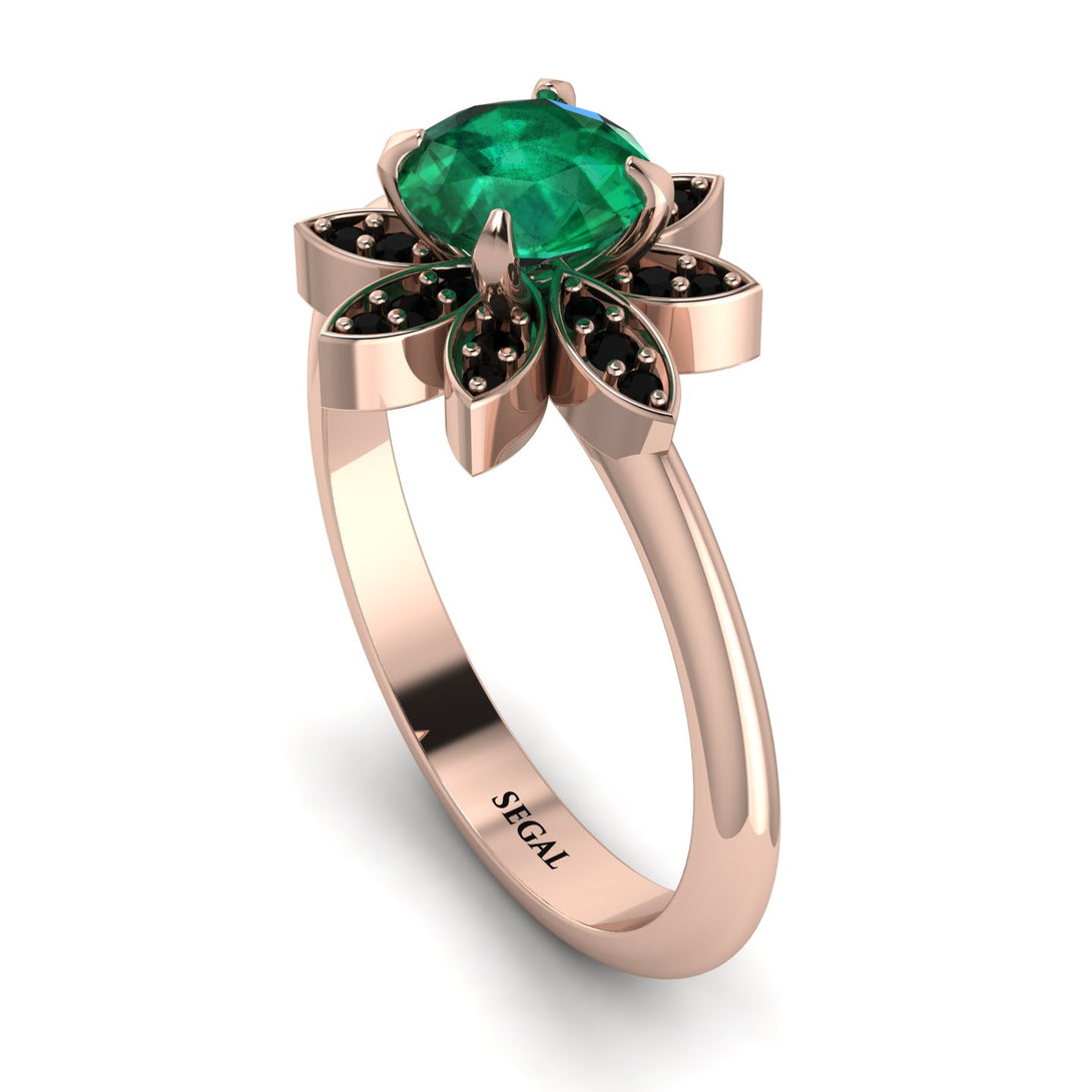 Round Emerald Flower Ring - Michelle No. 35