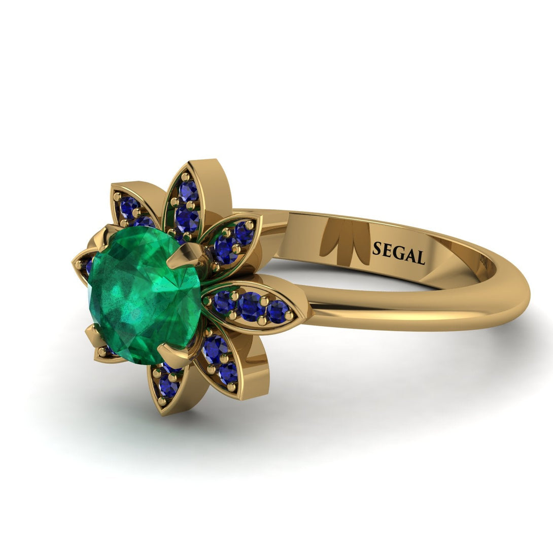Round Emerald Flower Ring - Michelle No. 64