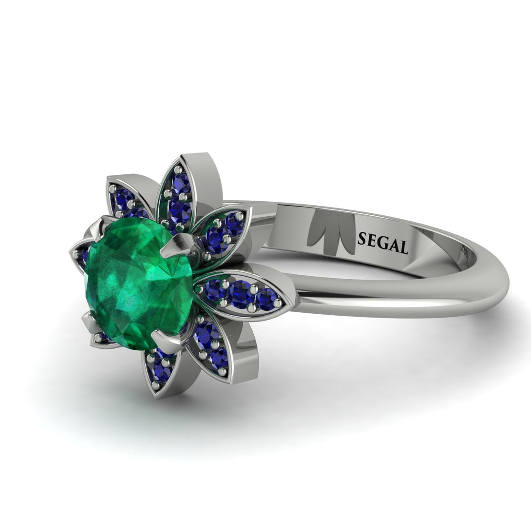 Round Emerald Flower Ring - Michelle No. 66