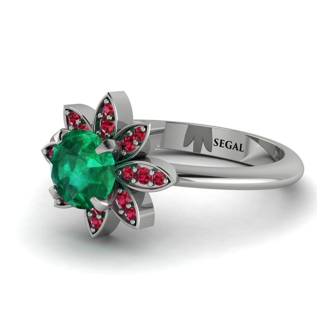 Round Emerald Flower Ring - Michelle No. 51
