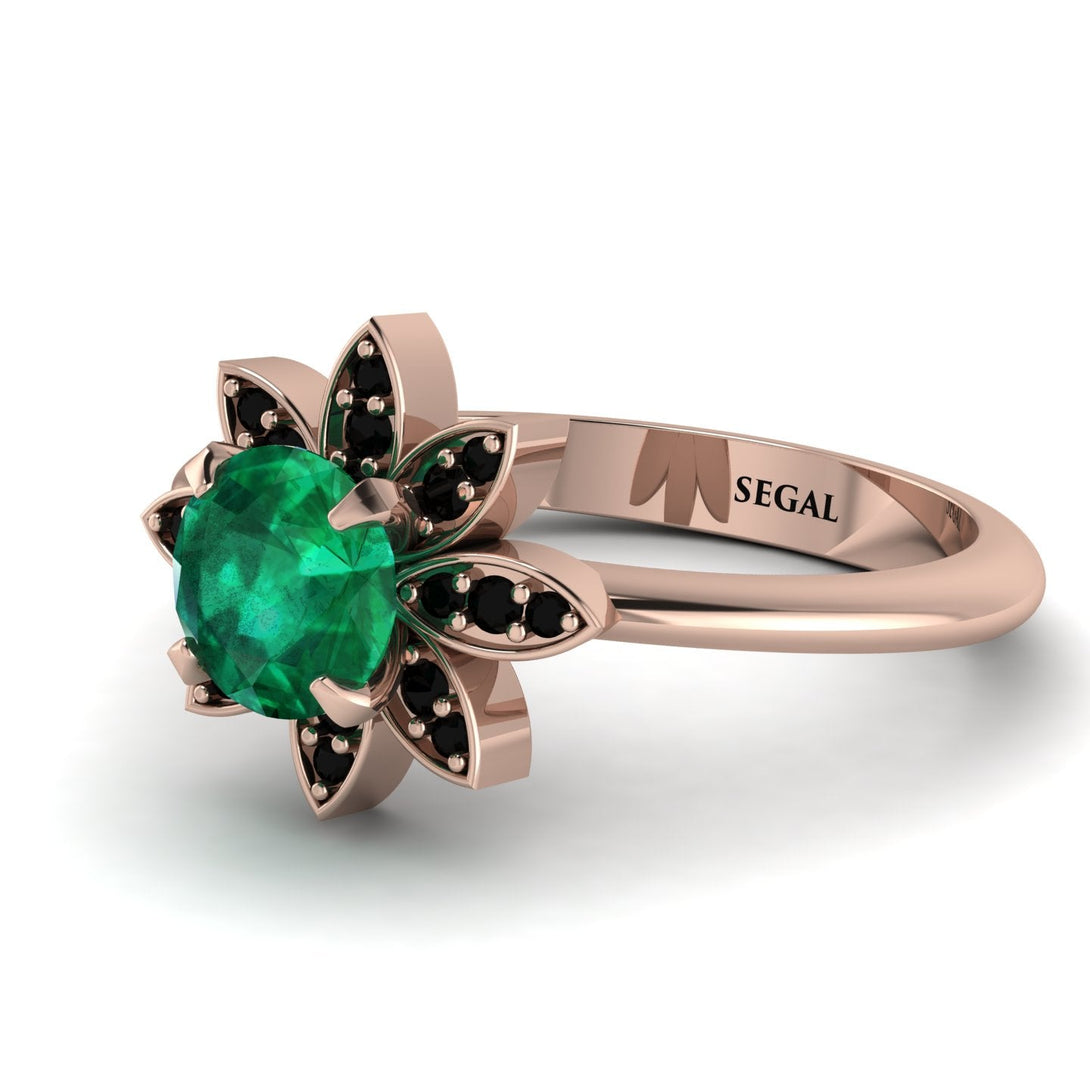 Round Emerald Flower Ring - Michelle No. 35