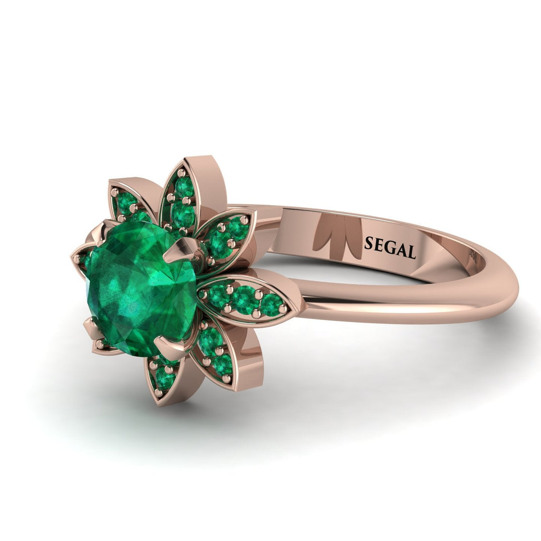Round Emerald Flower Ring - Michelle No. 20