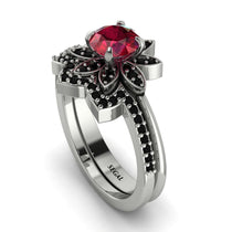 Round Ruby Flower Bridal Set - Michelle No. 42 image 1