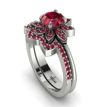 Round Ruby Flower Bridal Set - Michelle No. 57 image 1