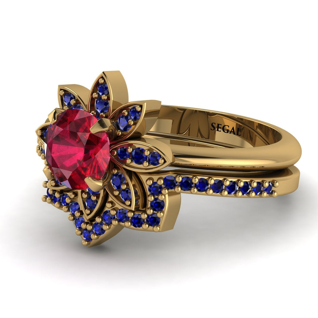 Round Ruby Flower Bridal Set - Michelle No. 70