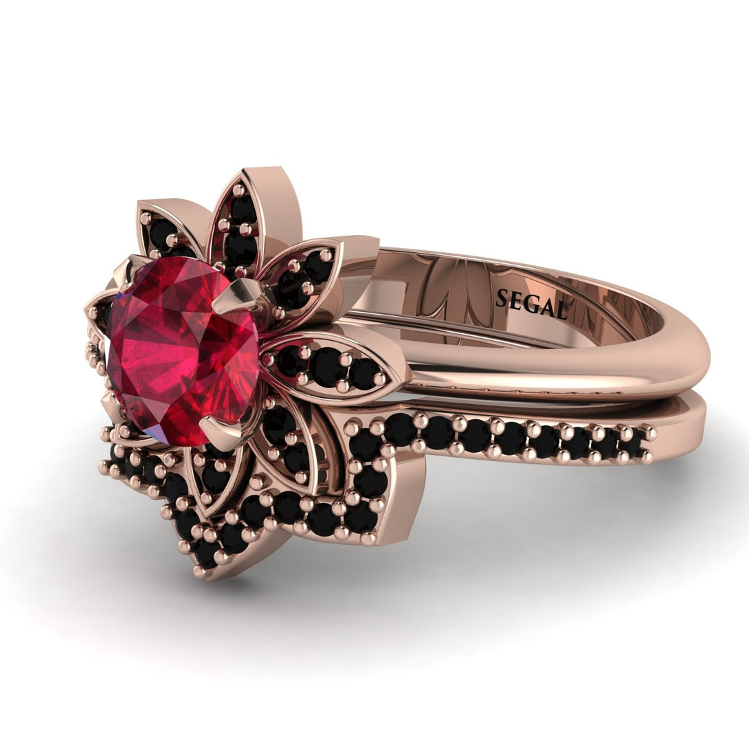 Round Ruby Flower Bridal Set - Michelle No. 41