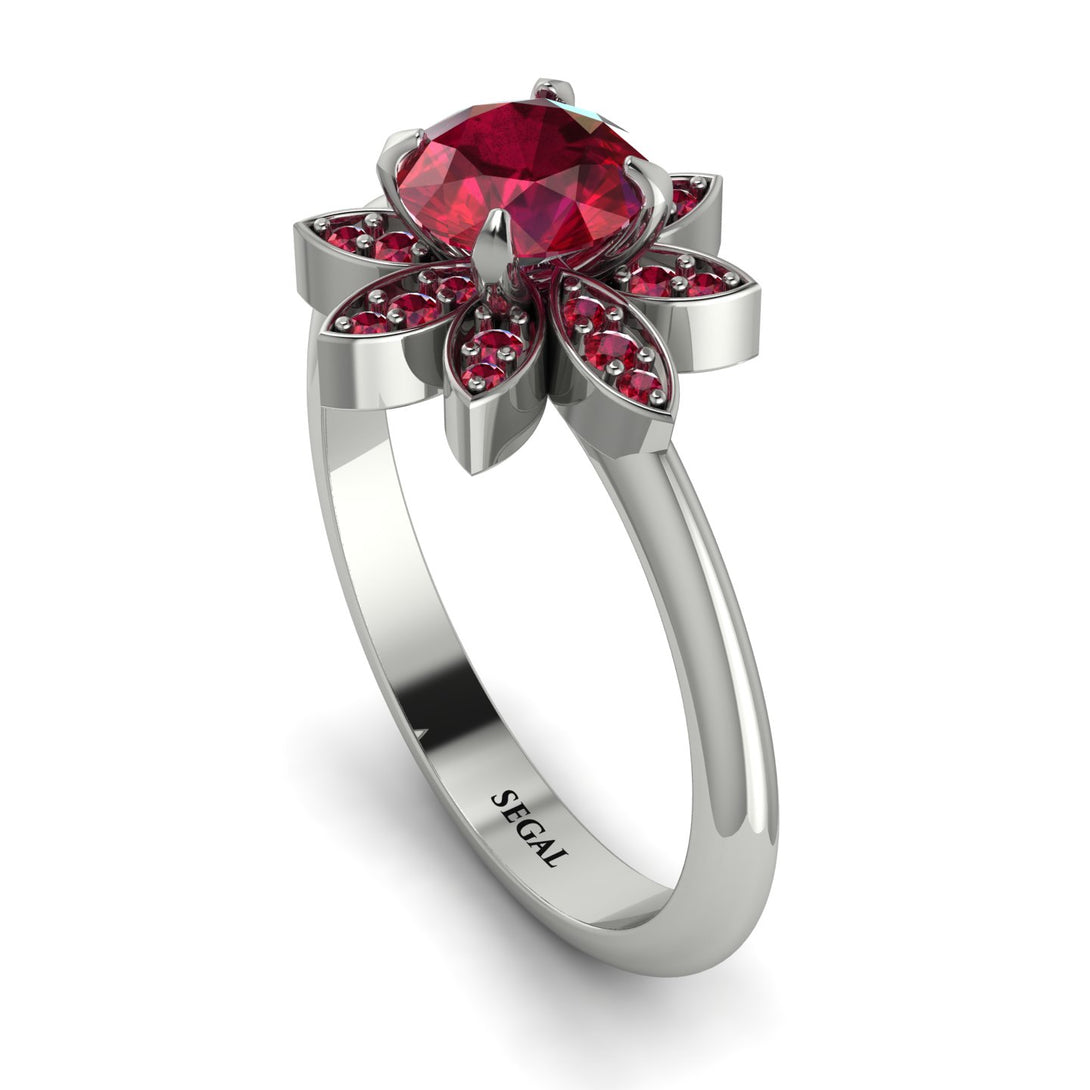 Round Ruby Flower Ring - Michelle No. 57