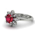 Round Ruby Flower Ring - Michelle No. 12