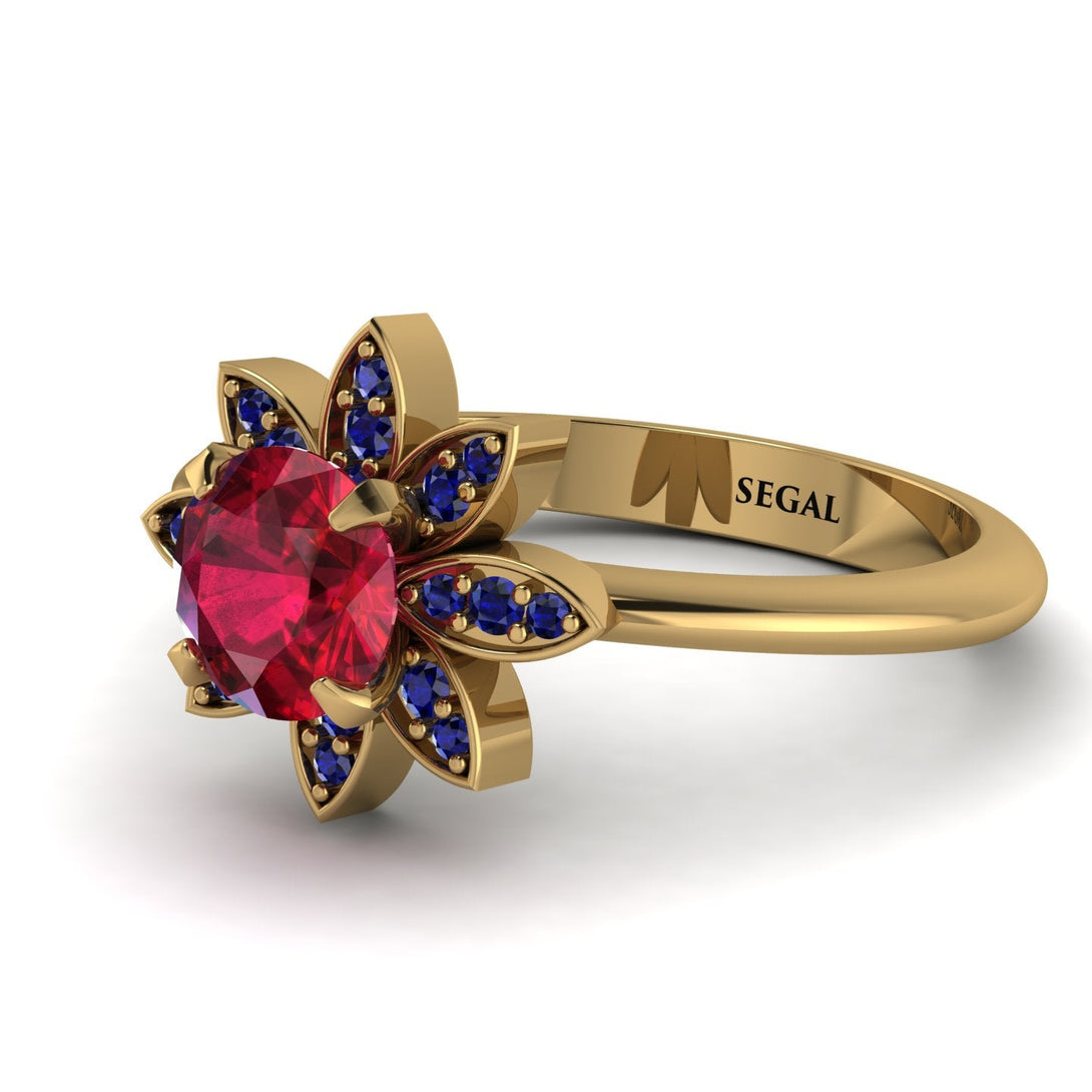 Round Ruby Flower Ring - Michelle No. 70