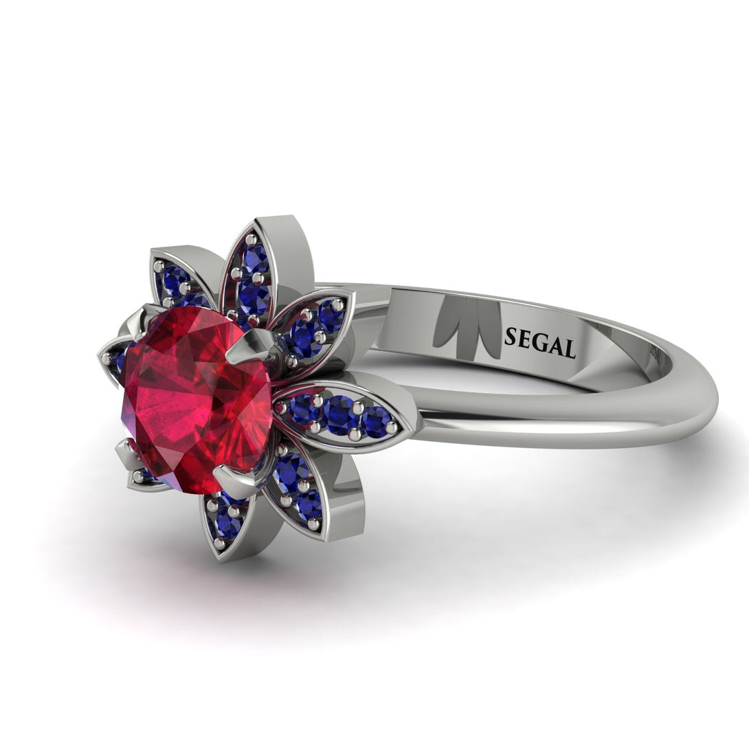 Round Ruby Flower Ring - Michelle No. 72