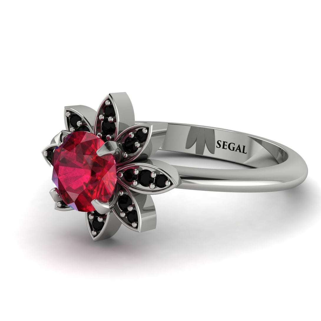 Round Ruby Flower Ring - Michelle No. 42