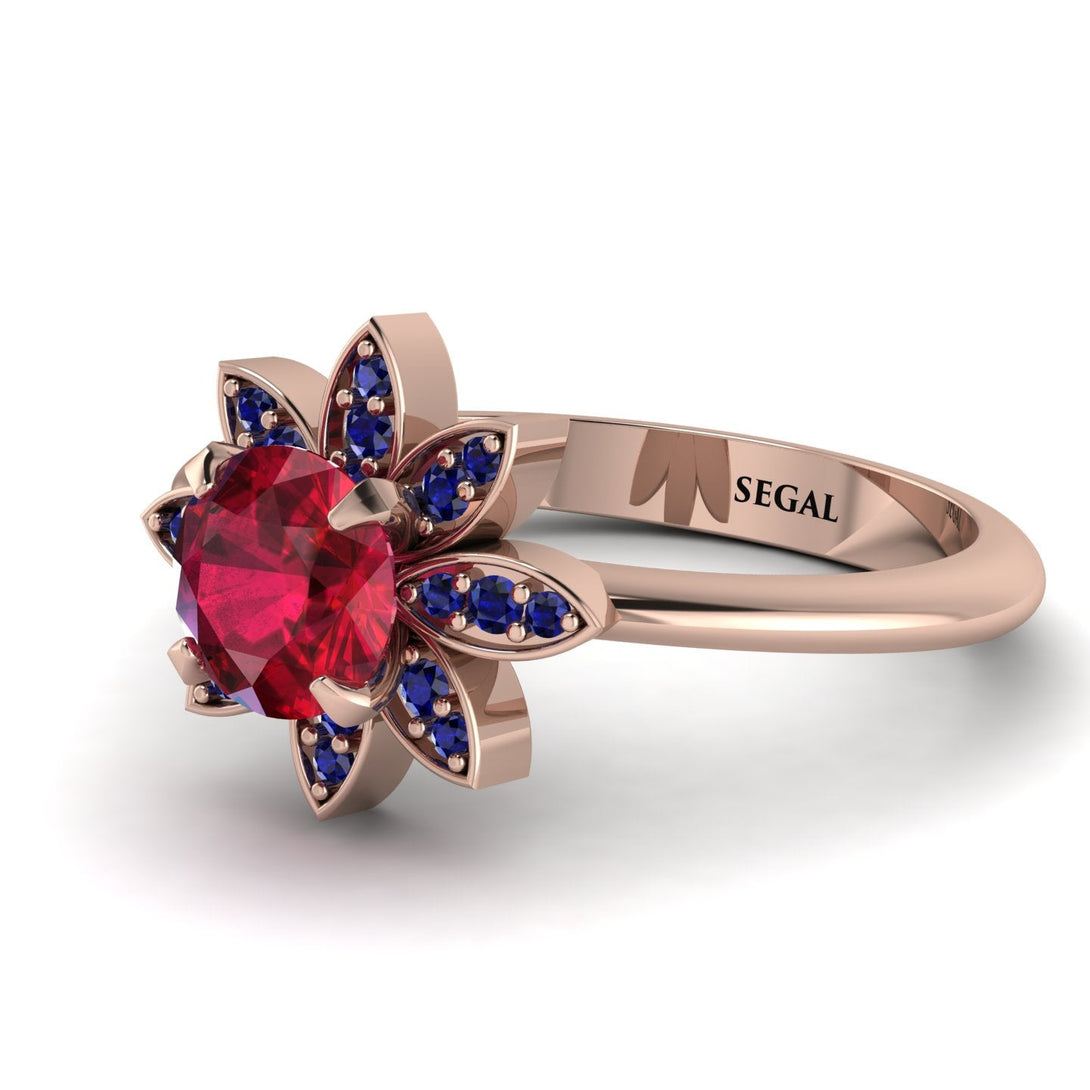 Round Ruby Flower Ring - Michelle No. 71