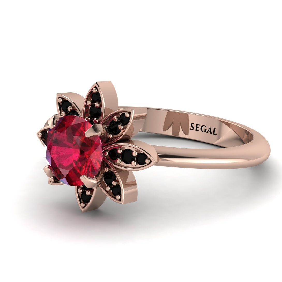 Round Ruby Flower Ring - Michelle No. 41