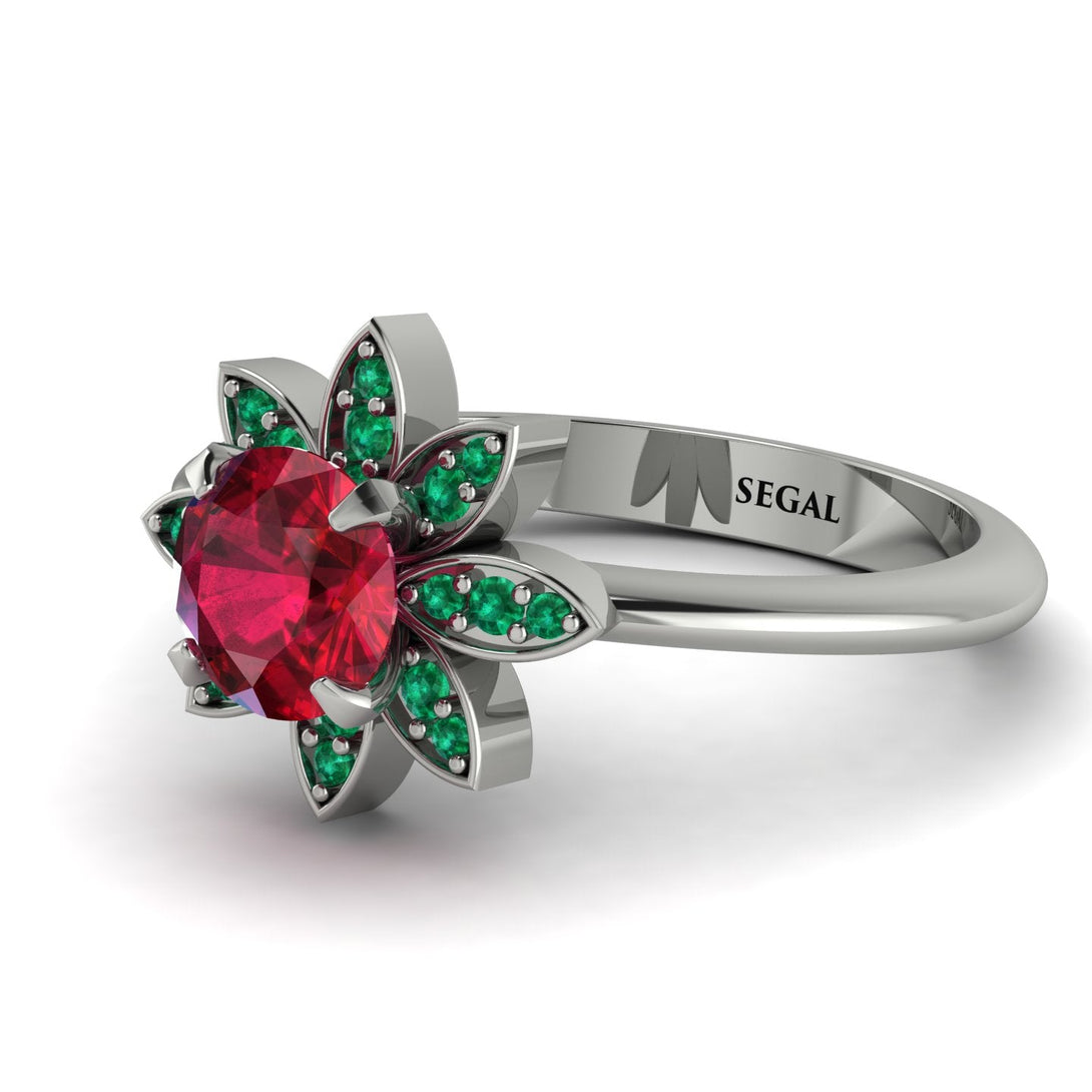 Round Ruby Flower Ring - Michelle No. 27