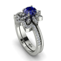 Round Sapphire Flower Bridal Set - Michelle No. 15 image 1