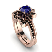 Round Sapphire Flower Bridal Set - Michelle No. 44 image 1
