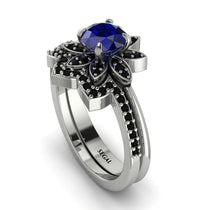Round Sapphire Flower Bridal Set - Michelle No. 45 image 1