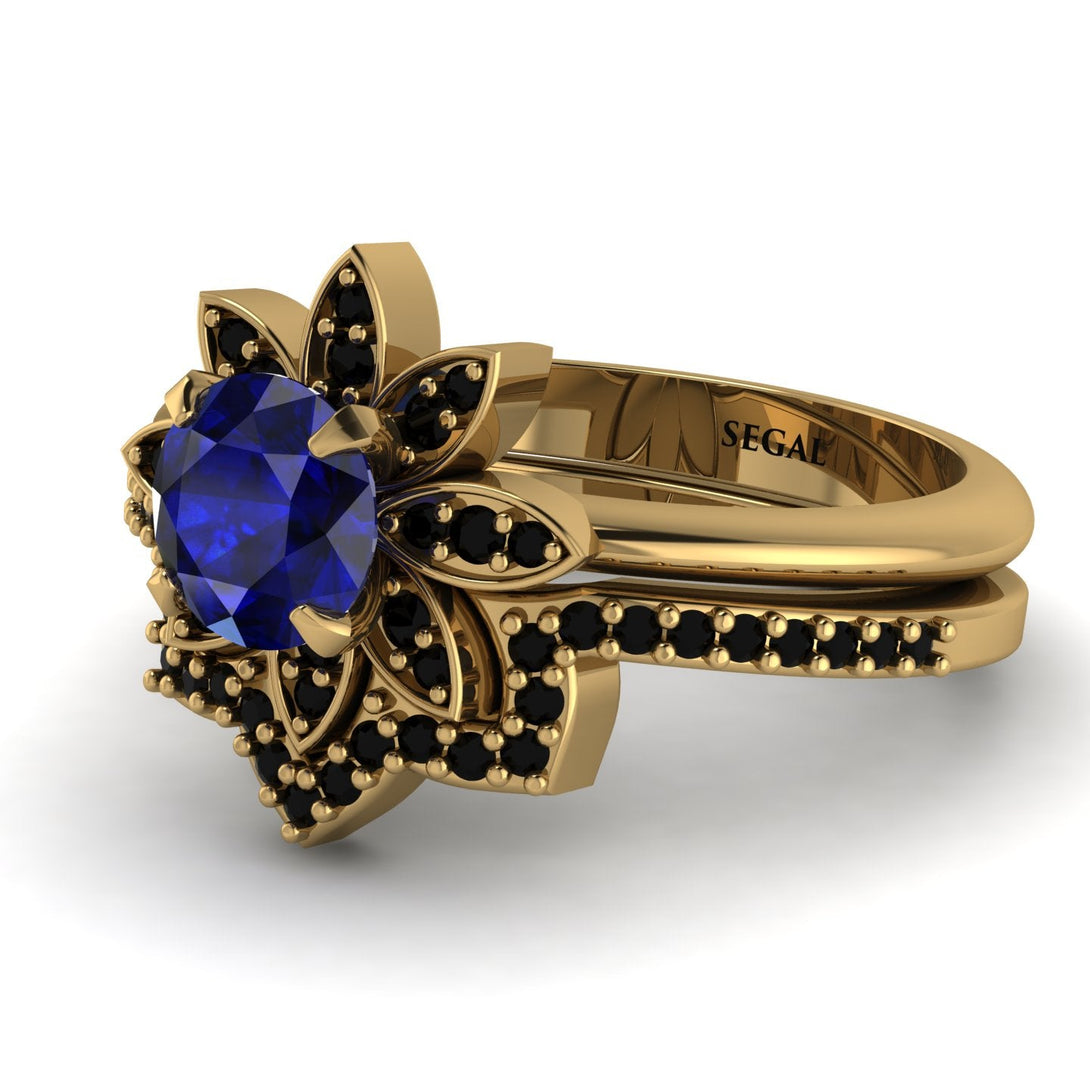 Round Sapphire Flower Bridal Set - Michelle No. 43