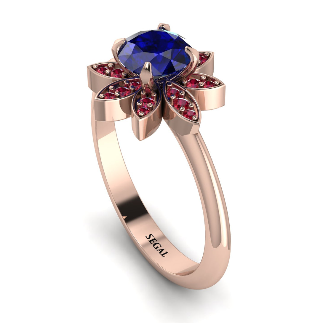 Round Sapphire Flower Ring - Michelle No. 59