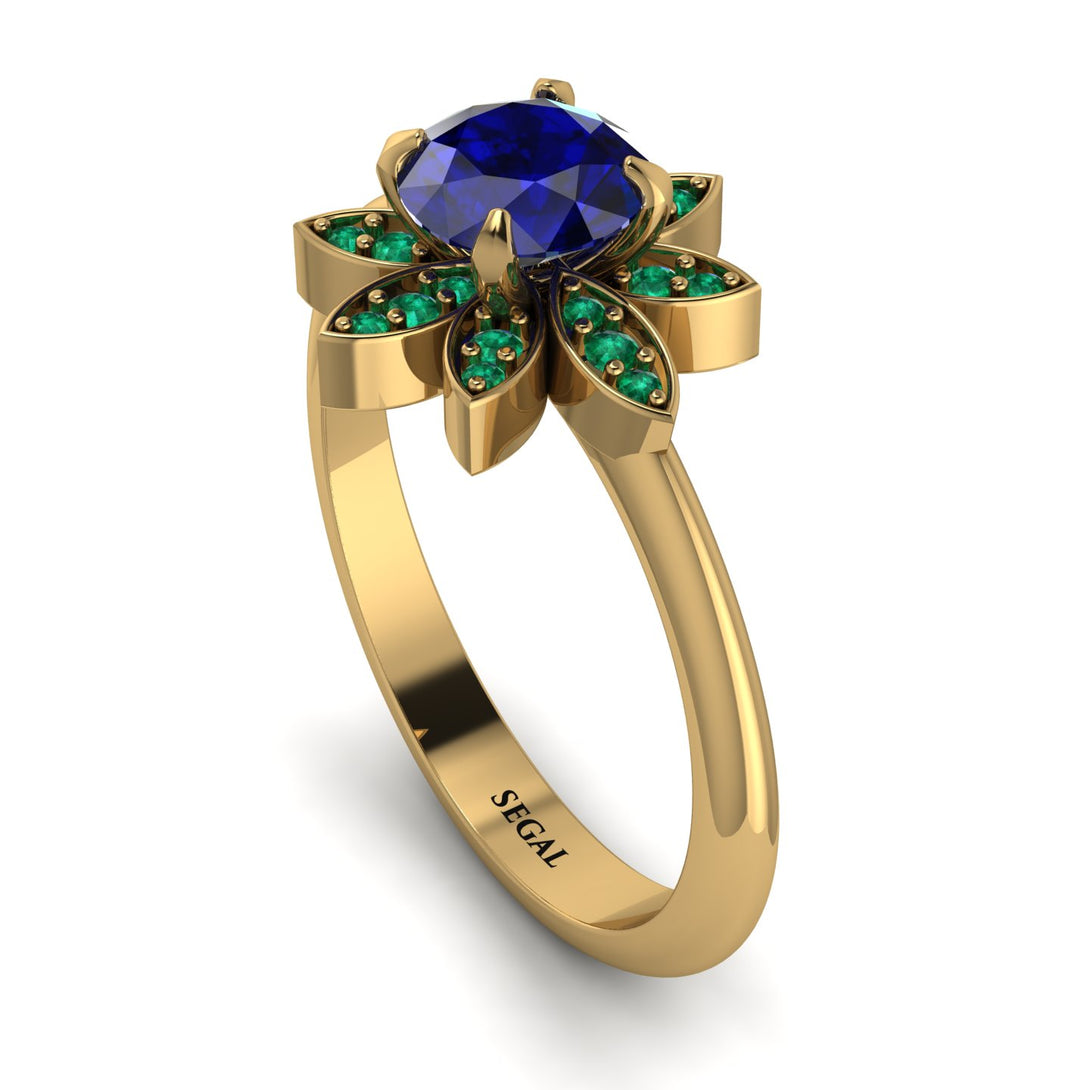 Round Sapphire Flower Ring - Michelle No. 28