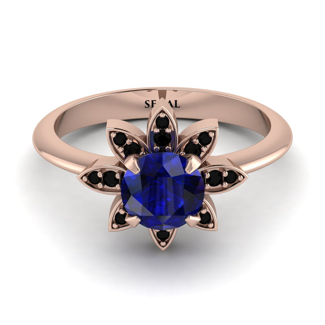 Round Sapphire Flower Ring - Michelle No. 44