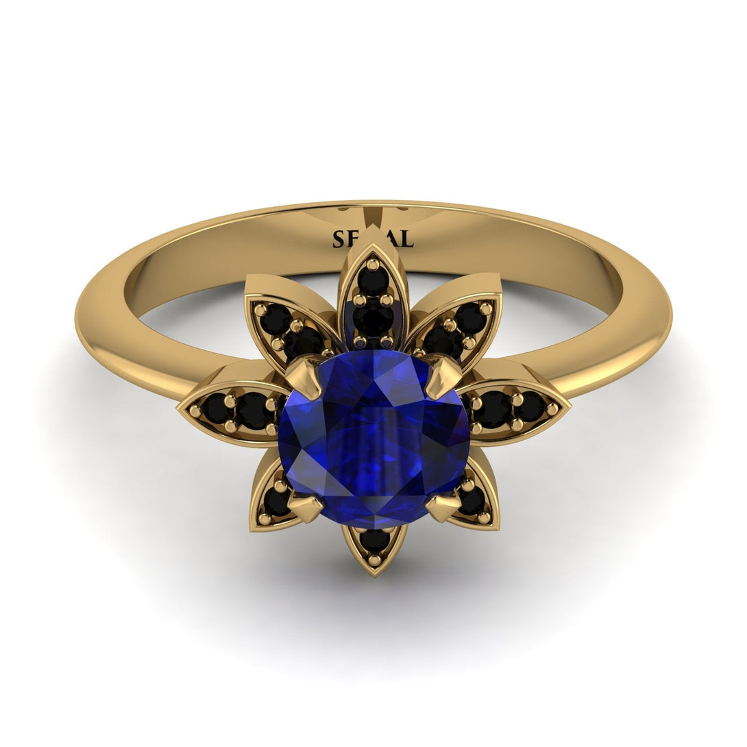Round Sapphire Flower Ring - Michelle No. 43