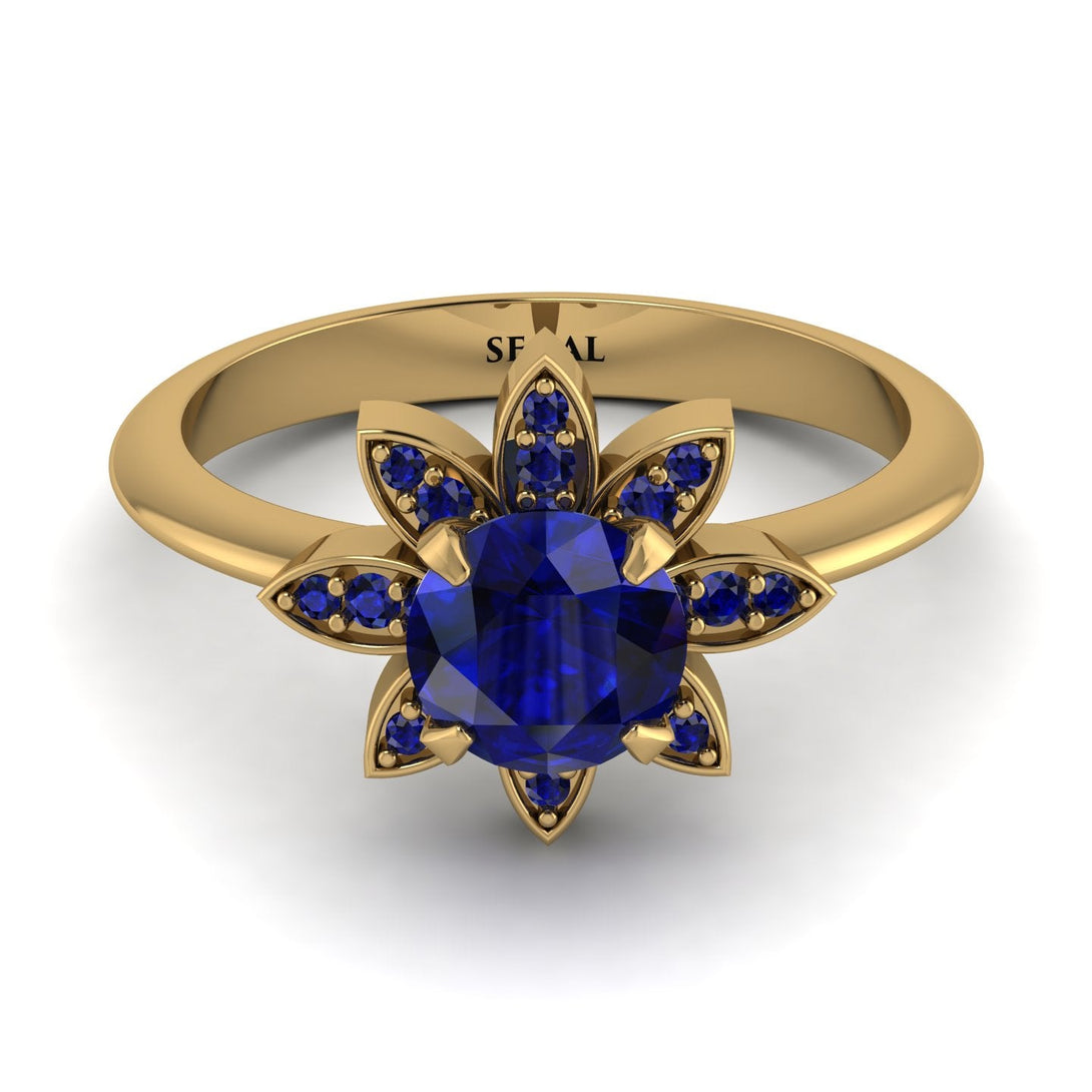 Round Sapphire Flower Ring - Michelle No. 73