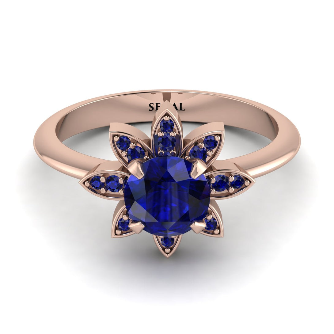 Round Sapphire Flower Ring - Michelle No. 74