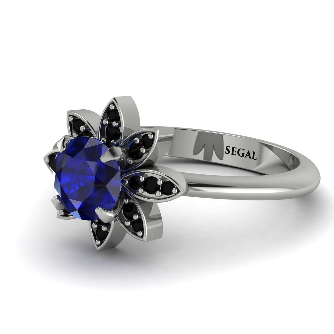 Round Sapphire Flower Ring - Michelle No. 45