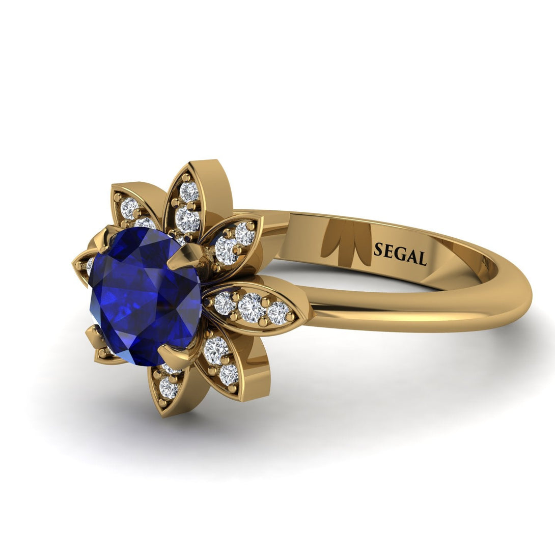 Round Sapphire Flower Ring - Michelle No. 13
