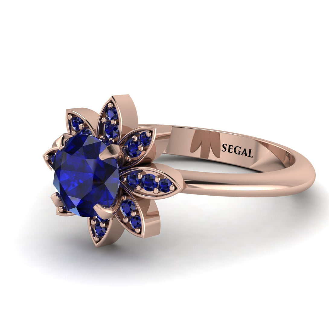 Round Sapphire Flower Ring - Michelle No. 74