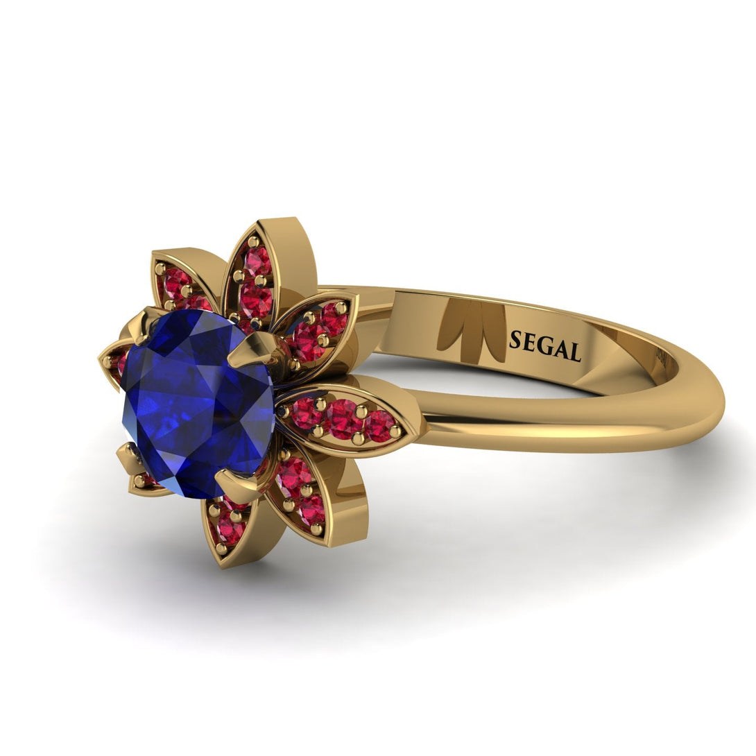 Round Sapphire Flower Ring - Michelle No. 58