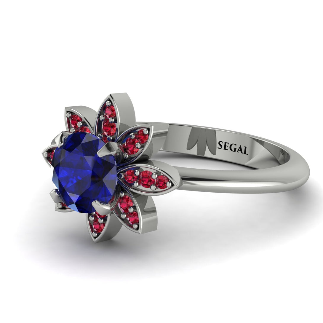 Round Sapphire Flower Ring - Michelle No. 60