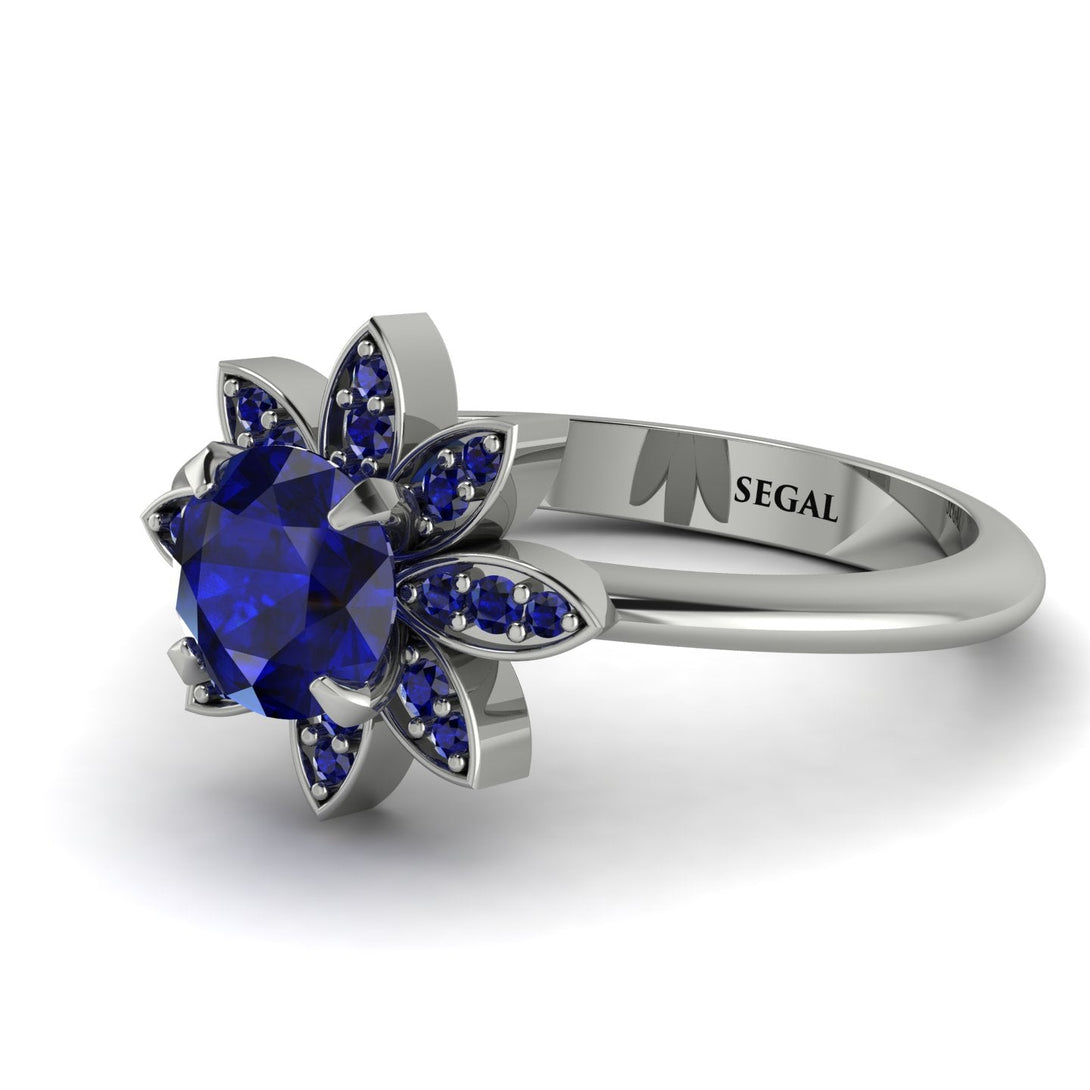 Round Sapphire Flower Ring - Michelle No. 75
