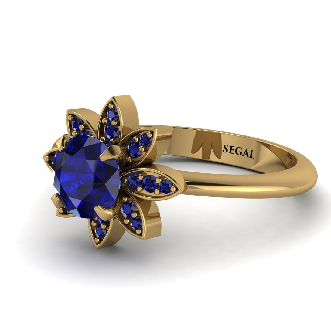 Round Sapphire Flower Ring - Michelle No. 73