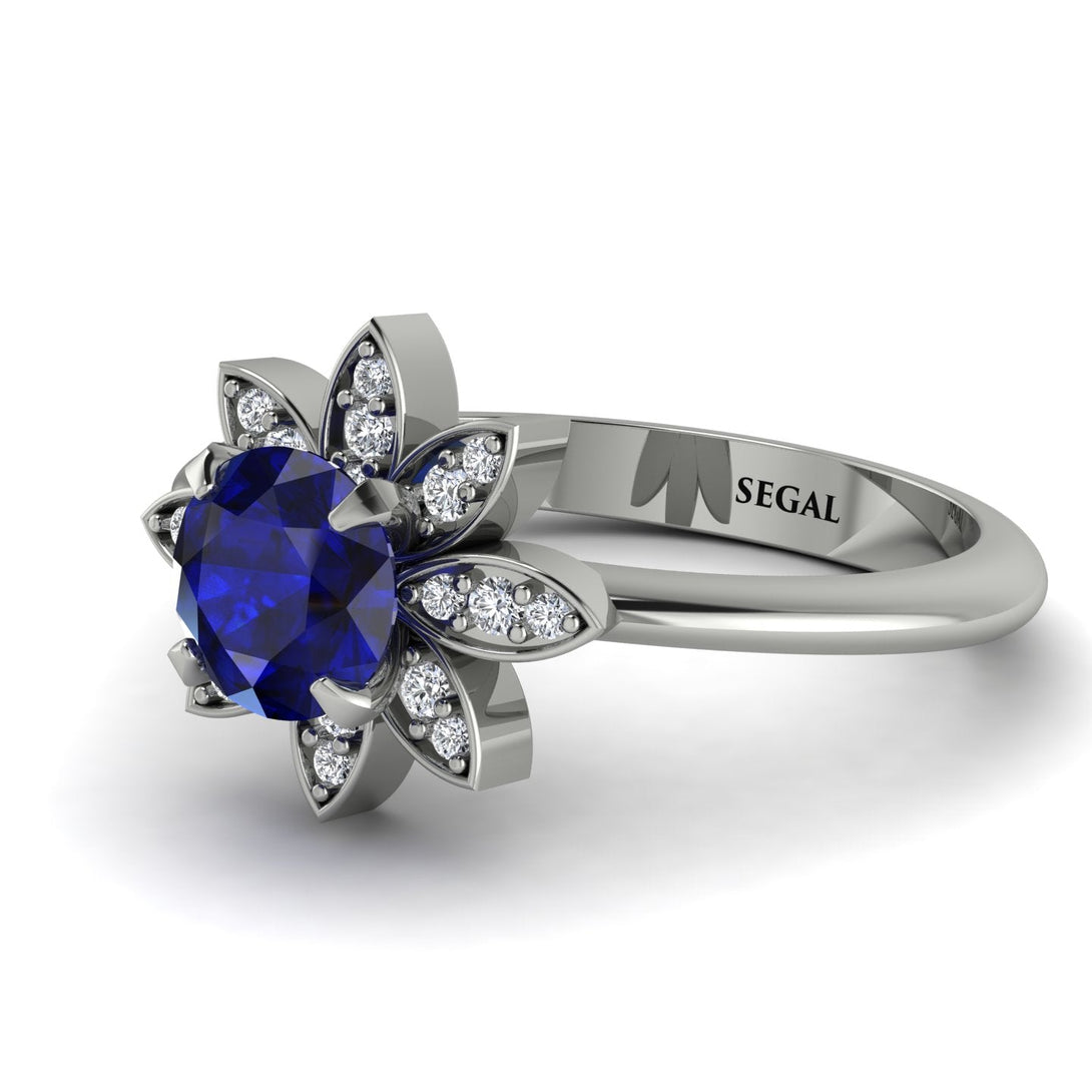 Round Sapphire Flower Ring - Michelle No. 15
