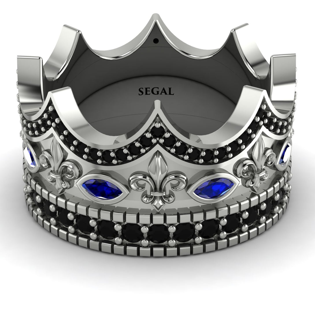 Royal Black Diamond Crown Ring For Men - Harold No. 45