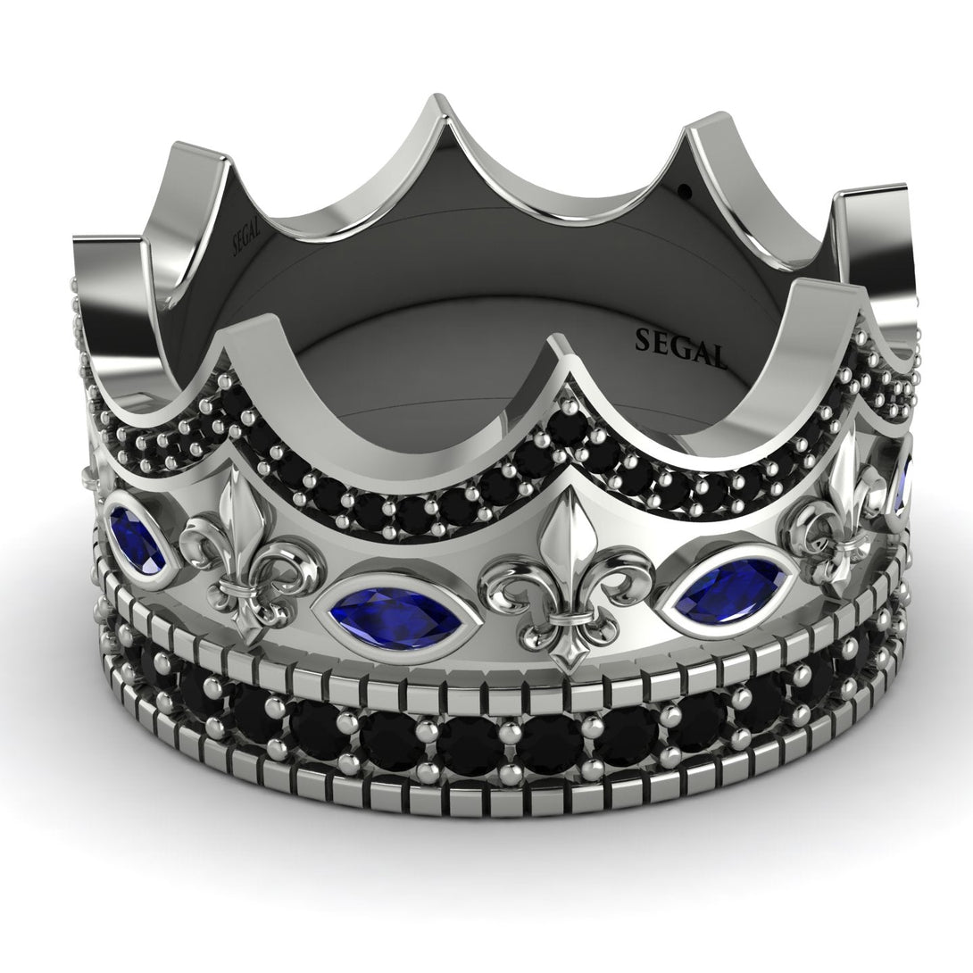 Royal Black Diamond Crown Ring For Men - Harold No. 45