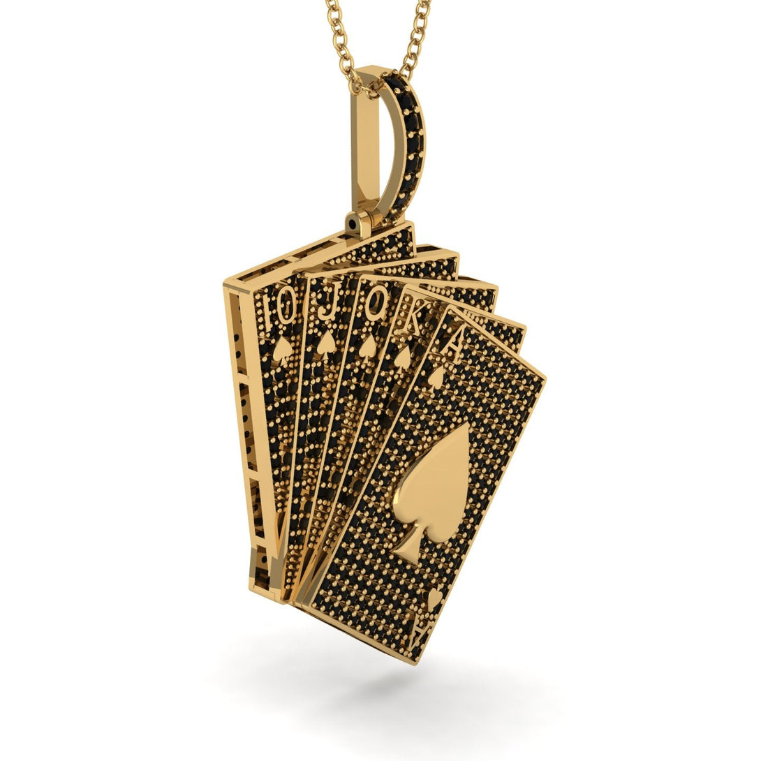 Royal Flush Poker Black Diamond Necklace - Jose No. 7