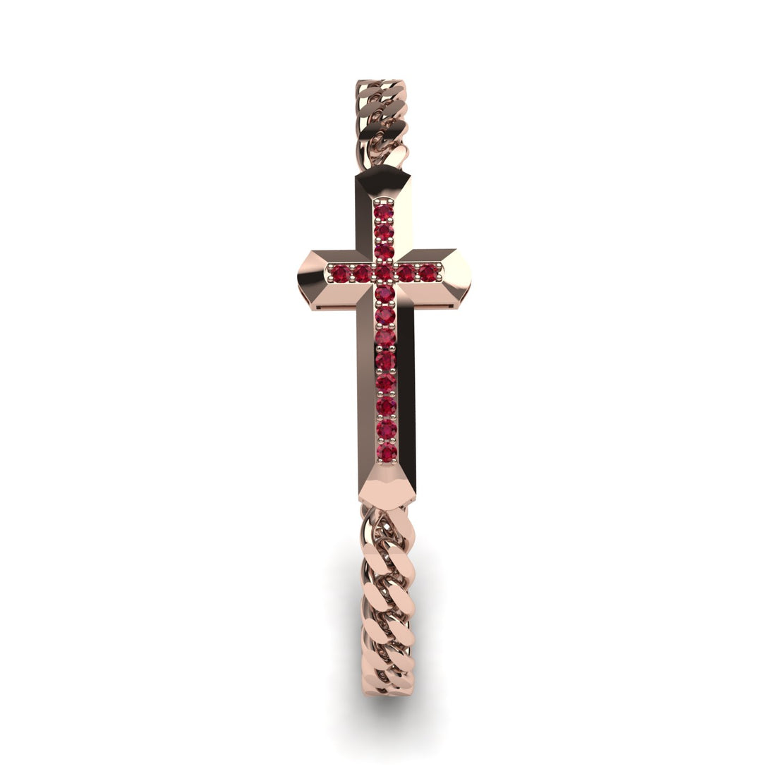 Ruby Cross Men Chain Bracelet - Nicholas No. 11