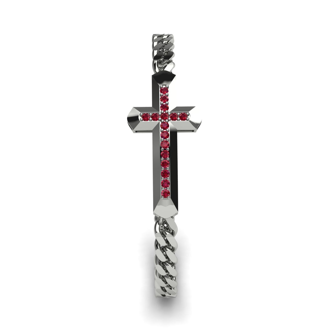 Ruby Cross Men Chain Bracelet - Nicholas No. 12