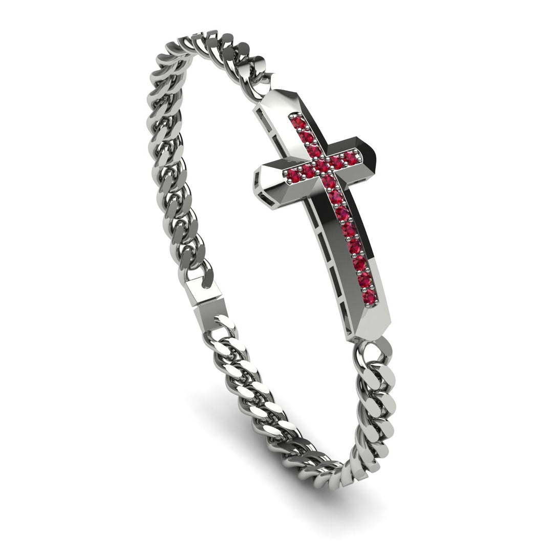 Ruby Cross Men Chain Bracelet - Nicholas No. 12