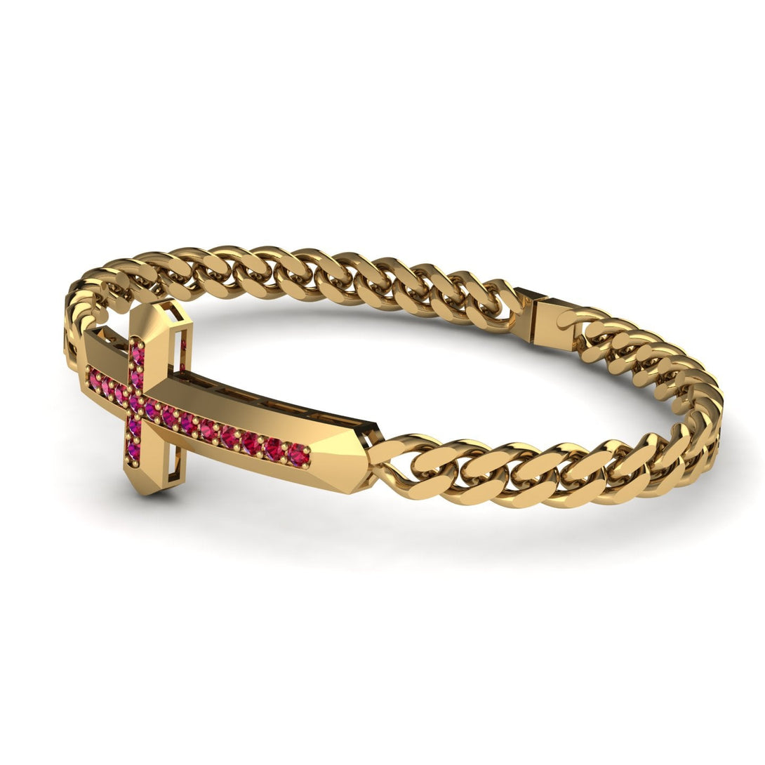 Ruby Cross Men Chain Bracelet - Nicholas No. 10